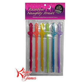 Cannucce divertenti con pene Rainbow Naughty Straws glow in the dark