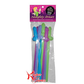 Cannucce divertenti con pene Glow in the Dark Naughty Straws