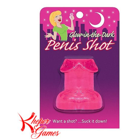 Bicchiere divertente per feste Glow in the Dark Penis Shot Pink