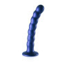 Fallo vaginale piccolo con ventosa a sfere in silicone Beaded G-Spot Dildo 16,5 cm Metallic Blue
