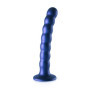 Fallo vaginale piccolo con ventosa a sfere in silicone Beaded G-Spot Dildo 16,5 cm Metallic Blue