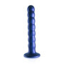 Fallo vaginale piccolo con ventosa a sfere in silicone Beaded G-Spot Dildo 16,5 cm Metallic Blue