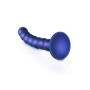 Fallo vaginale piccolo con ventosa a sfere in silicone Beaded G-Spot Dildo 16,5 cm Metallic Blue
