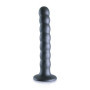 Fallo vaginale con ventosa piccolo a sfere in silicone Beaded G-Spot Dildo 16,5 cm Gun Metal