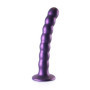 Fallo vaginale a sfere piccolo con ventosa in silicone Beaded G-Spot Dildo 16,5 cm Metallic Purple