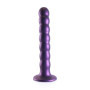 Fallo vaginale a sfere piccolo con ventosa in silicone Beaded G-Spot Dildo 16,5 cm Metallic Purple