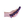 Fallo vaginale a sfere piccolo con ventosa in silicone Beaded G-Spot Dildo 16,5 cm Metallic Purple