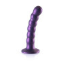 Fallo vaginale a sfere piccolo in silicone con ventosa Beaded G-Spot Dildo 13 cm Metallic Purple