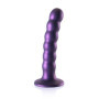 Fallo vaginale a sfere piccolo in silicone con ventosa Beaded G-Spot Dildo 13 cm Metallic Purple