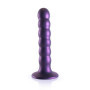 Fallo vaginale a sfere piccolo in silicone con ventosa Beaded G-Spot Dildo 13 cm Metallic Purple