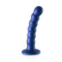 Fallo vaginale a sfere con ventosa in silicone Beaded G-Spot Dildo 13 cm Metallic Blue
