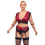 Completo intimo donna bondage con pizzo e reggicalze sexy reggiseno tanga aperto