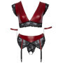 Completo intimo donna bondage con pizzo e reggicalze sexy reggiseno tanga aperto