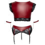 Completo intimo donna bondage con pizzo e reggicalze sexy reggiseno tanga aperto