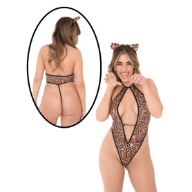 Body erotico donna sexy travestimento gatta Leopard Kitty Cat Roleplay