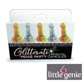 Candele a forma di pene per feste Glitterati Penis Candle Set