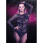 Body erotico donna sexy maniche lunghe nero con brillantini Long Sleeve Bodysuit S/L