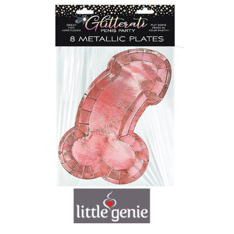 Piattini divertenti per feste Glitterati Penis Rose Gold Plates 8