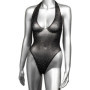 Body perizoma donna erotico nero con brillantini Deep V Bodysuit S/L