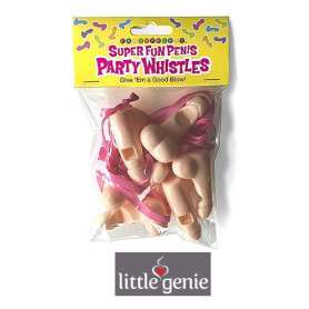 Fischietti divertenti a forma di pene per feste SUPER FUN PENIS PARTY WHISTLES 6 PACK