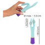 Vibratore doppio vaginale clitoride anale capezzoli perineo in silicone bunt light blue