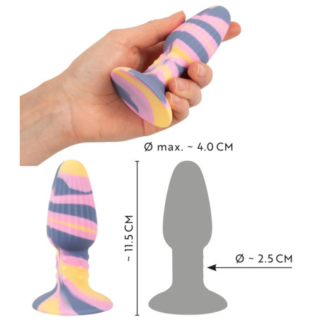 Plug anale con ventosa in silicone piccolo Tricolour Butt Plug pink
