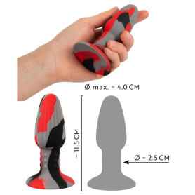 Plug anale con ventosa in silicone Tricolour Butt Plug red