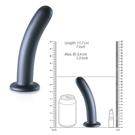 Fallo liscio con ventosa in silicone vaginale anale Smooth G-Spot 17 cm Gun Metal