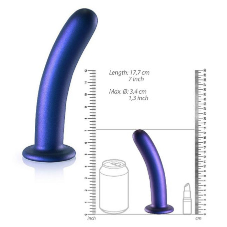 Fallo liscio anale vaginale con ventosa in silicone Smooth G-Spot 17 cm Metallic Blue
