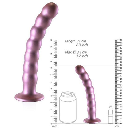 Fallo vaginale a sfere con ventosa in silicone Beaded G-Spot Dildo 20,5 cm Rose Gold