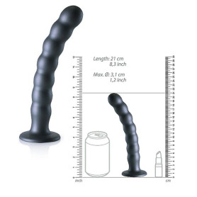 Fallo vaginale in silicone a sfere con ventosa Beaded G-Spot Dildo 20,5 cm Gun Metal