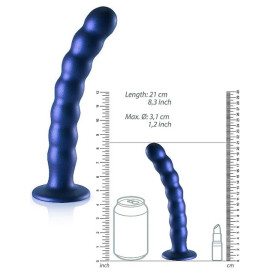 Fallo vaginale con ventosa a sfere in silicone Beaded G-Spot Dildo 20,5 cm Metallic Blue