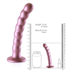 Fallo piccolo vaginale a sfere con ventosa in silicone Beaded G-Spot Dildo 16,5 cm Rose Gold
