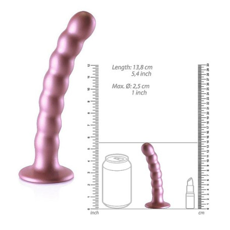 Fallo vaginale piccolo a sfere con ventosa in silicone Beaded G-Spot Dildo 13 cm Rose Gold
