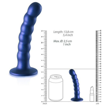 Fallo vaginale a sfere con ventosa in silicone Beaded G-Spot Dildo 13 cm Metallic Blue