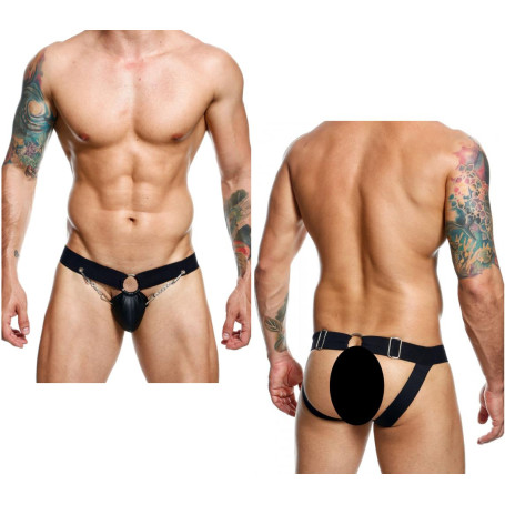 Slip erotico uomo in eco pelle DNGEON Chain Jockstrap