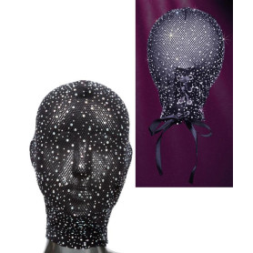 Maschera integrale per viso fetish con brillantini Full Hoode Cover