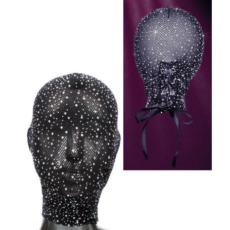 Maschera integrale per viso fetish con brillantini Full Hoode Cover