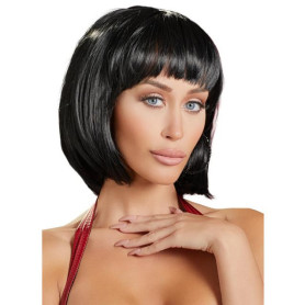 Parrucca corta donna nera sintetica sexy caschetto come capelli veri