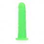 Fallo realistico con ventosa Slim Dildo Suction Cup GitD 15,5 cm Neon Green