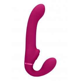 Vibratore strap on vaginale anale in silicone Dual Pulse-Wave & Airwave Strapless Pink