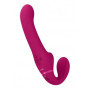 Vibratore strap on vaginale anale in silicone Dual Pulse-Wave & Airwave Strapless Pink