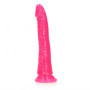 Fallo vaginale anale realistico con ventosa Slim Dildo Suction Cup 18 cm Neon Pink