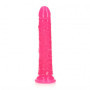 Fallo vaginale anale realistico con ventosa Slim Dildo Suction Cup 18 cm Neon Pink