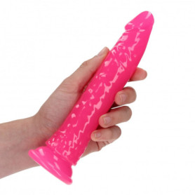 Fallo vaginale anale realistico con ventosa Slim Dildo Suction Cup 18 cm Neon Pink