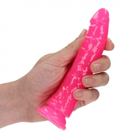 Fallo realistico con ventosa vaginale anale Slim Dildo Suction Cup 15,5 cm Neon Pink