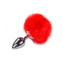 Plug anale con coda Metal Anal Fluffy Plug M red