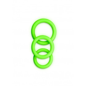 Kit anello fallico miglior erezione pene 3 pcs Cock Ring Set Glow in the Dark Neon Green