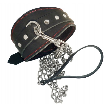 Guinzaglio con collare bondage pelle leather collar leash