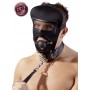 Maschera con morso bondage neoprene e guinzaglio fetish